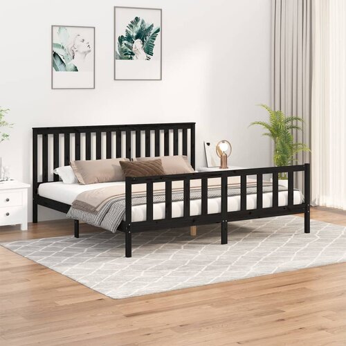  Okvir za krevet od masivnog drva crni 200 x 200 cm Cijene