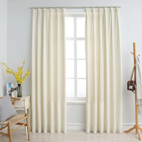 Furnova Zatemnitvene zavese 2 kosa z obe&amp;scaron;ali žametne krem 140x175 cm, (21918192) Slike