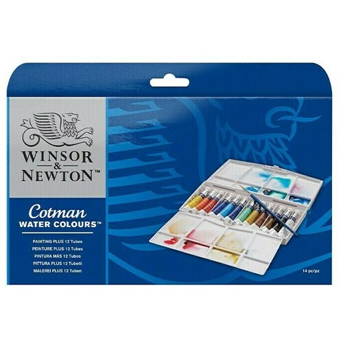 WINSOR &amp;amp; NEWTON Cotman Set akvarel boja Painting Plus (12 Kom. x 8 ml, Kutija s bojama) Slike