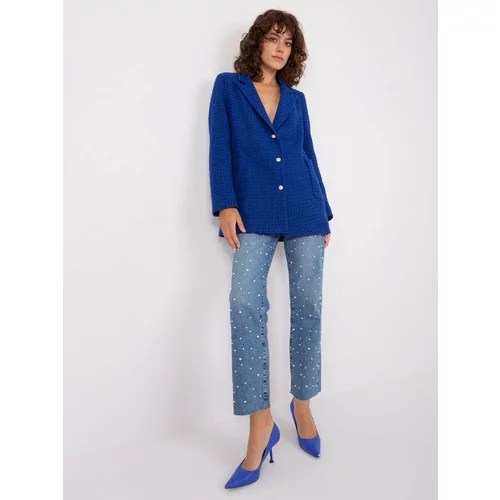 Fashion Hunters Cobalt blue women's blazer with pockets