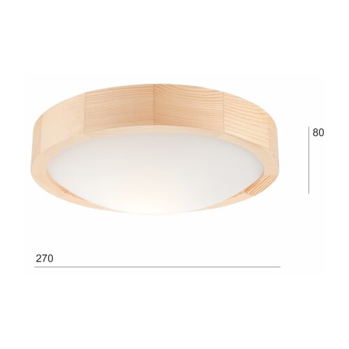  stropna svetiljka natural slim 1xE27/60W/230V prečnik 27 cm borovina Slike