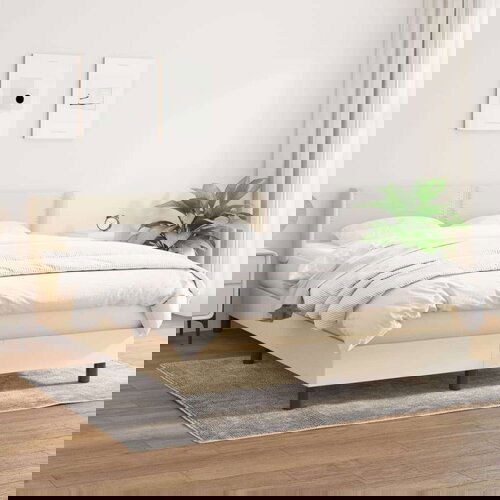  Krevet s oprugama i madracem krem 140x200 cm od tkanine Slike