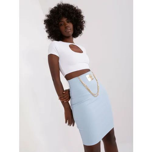 Fashion Hunters Light blue knitted skirt with patch