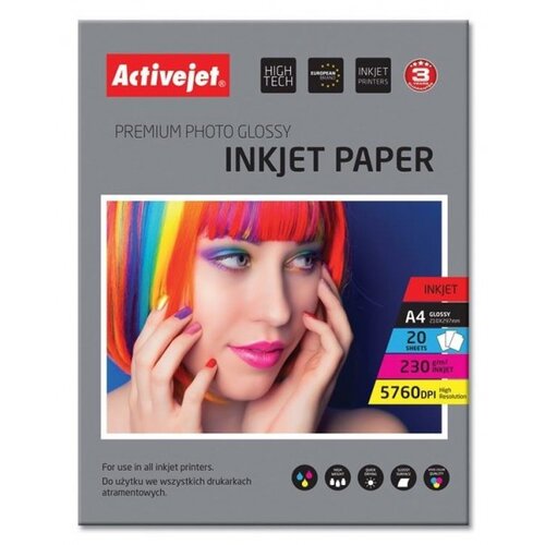  Papir Activejet A4 Inkjet Glossy 230 g, 20/1 Slike