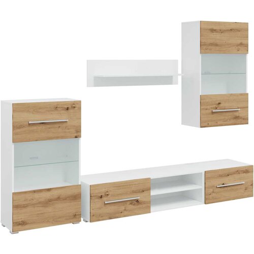 vidaXL 5 kosov TV enote z LED osvetlitvijo Artisan Oak Engineered Wood Cene