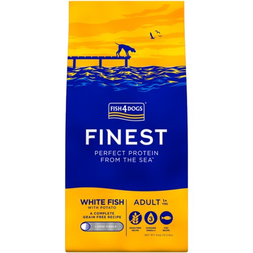 Fish4Dogs Finest White fish Adult, Large Kibble - velike granule, bijela riba 6 kg Cene
