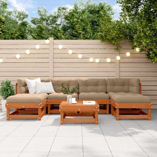  Set lounge namje&scaron;taja za vrt 7 pcs Vosak Smeđa Masivna borovina Cijene