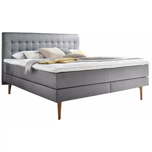 Meise Möbel tapecirani bračni krevet svijetlo sive boje s madracem Massello, 160 x 200 cm