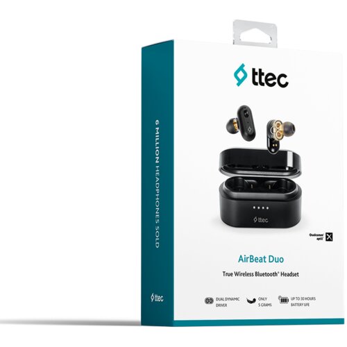 Ttec slu&amp;scaron;alice - true wireless headsets - airbeat duo - black Slike