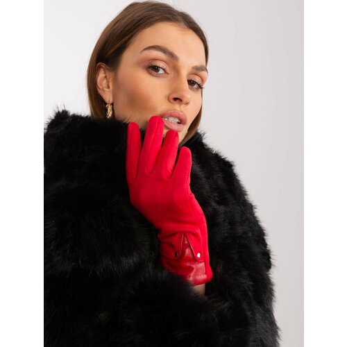 Fashion Hunters Red gloves with eco-leather inserts Slike