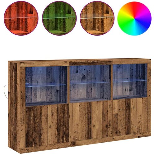  Sideboard sa LED svjetlima Staro drvo 181.5x37x100 cm Inženjersko drvo Slike