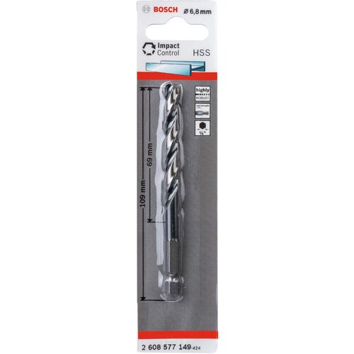 Bosch hss spiralna burgija sa &amp;scaron;estostranim prihvatom 6,8 mm 6.8 x 69 x 109 mm pakovanje od 1 komada - 2608577149 Slike