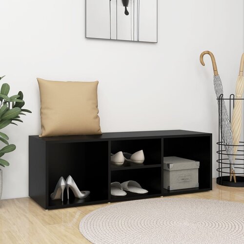vidaXL Klop za shranjevanje čevljev črna 105x35x35 cm iverna plošča Cene