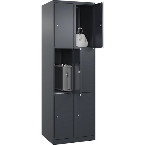 C+P Omara s predelki z zaklepanjem Classic PLUS, 2 dela, sive barve, Š 600 mm, 6 predelkov, s talnimi drsniki Cene