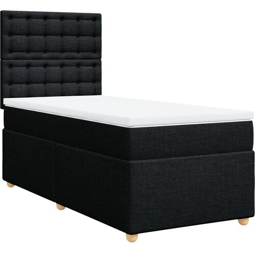  Krevet s oprugama i madracem crni 100 x 200 cm od tkanine Slike