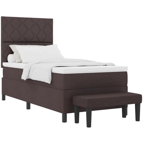 vidaXL Box Spring Krevet s Madracem &amp Klupom Tamnosmeđa 90x190 cm Tkanina Cene