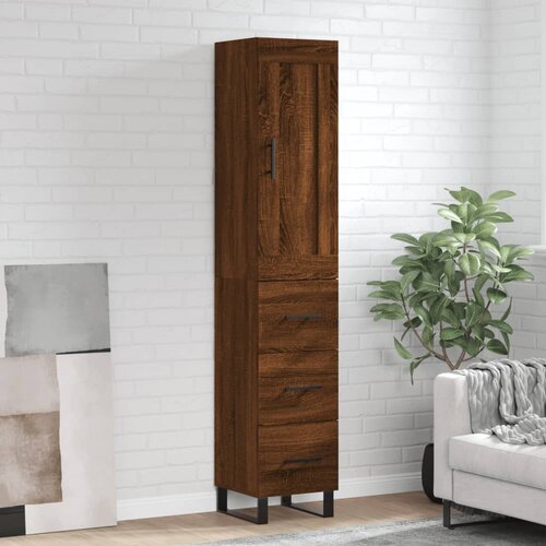 VidaXL Visoka omara rjavi hrast 34,5x34x180 cm inženirski les Slike