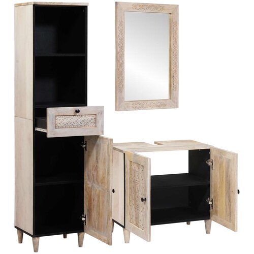  Set namje&amp;scaron;taja za kupaonicu 3 pcs Bijelo Konstruirano drvo Slike