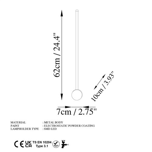 Opviq lights Sword 13482 Zidna lampa, Bijela Slike