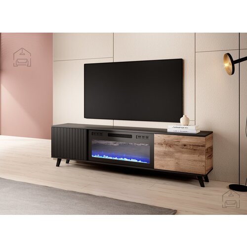 Xtra furniture TV element Random RTV-K s kaminom - wotan hrast/crna Cene