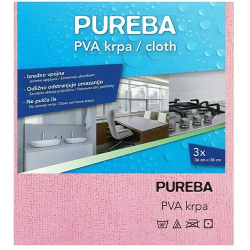  Krpa za čiščenje PVA Pureba (36x38 cm, mikrovlakna, rdeča, 3 kos)
