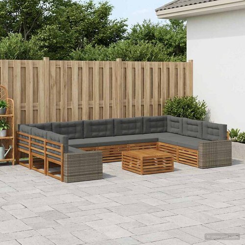 Set vanjskih sofa 10 kom. Prirodna i antracit Slike