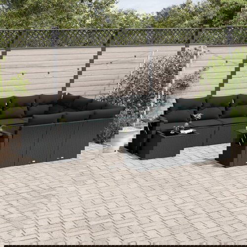 vidaXL 11-dijelni set vrtnih sofa od poliratana s jastucima crni Cijene