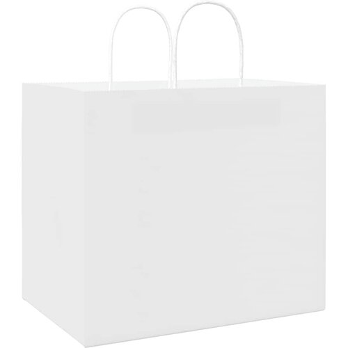  Papirnate vrećice 250 kom s ručkama bijele 32x22x28 cm Slike