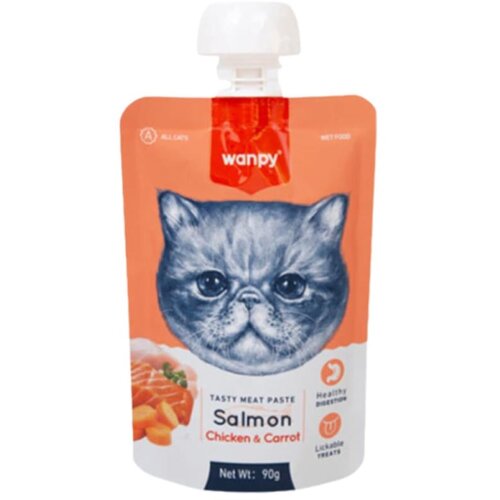 WANPY Cat Tasty Meat Paste - losos, piletina i mrkva 90 g Cene
