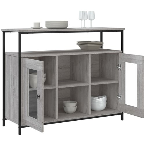  Komoda siva boja hrasta 100x35x80 cm od konstruiranog drva Slike