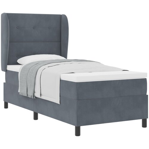 vidaXL Box Spring postelja z vzmetnico temno siva 100x200 cm žamet Cene