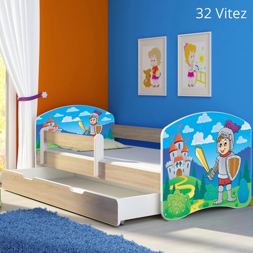  Dječji krevet ACMA s motivom, bočna sonoma + ladica 180x80 cm 32 Knight Cene