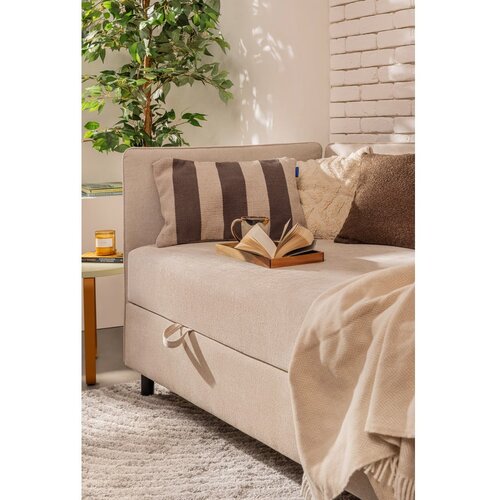 Bonami Selection Bež tapecirani krevet s prostorom za odlaganje s madracem 90x200 cm Avela &amp;ndash; Slike