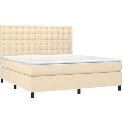  Krevet s oprugama i madracem krem 180x200 cm od tkanine Slike
