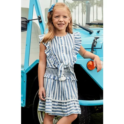 Mayoral Dječje pamučna haljina boja: bež, mini, ravna