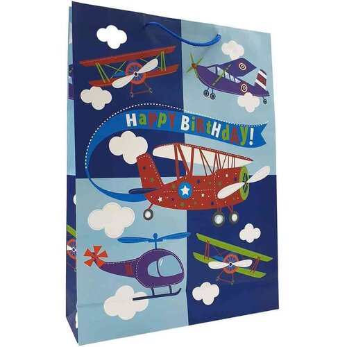 Eureka ukrasna kesa jumbo birthday planes 33x45x10 cm Slike