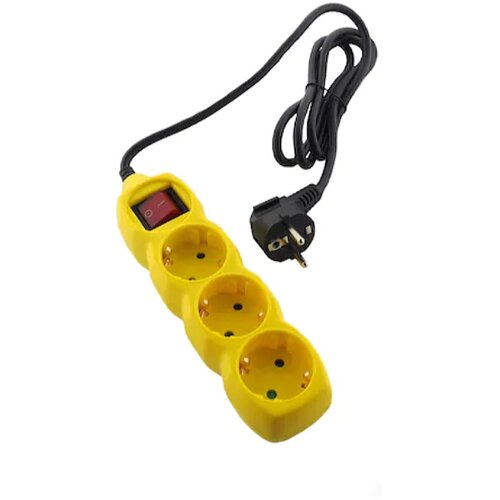  Produžni kabel s utičnicama (3-struko, Žute boje, Dužina kabela: 1,5 m) Slike