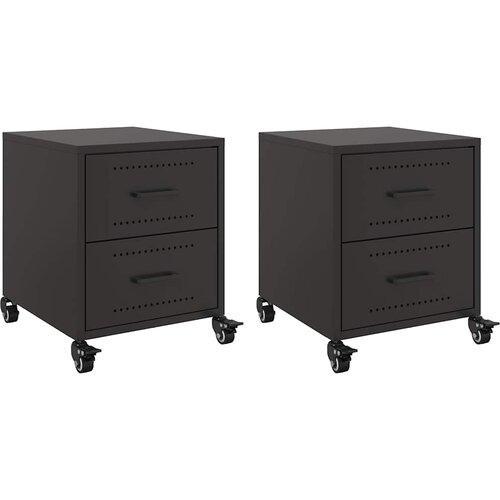 Maison Chic Dvo delni komplet Nočne omarice - Nočne mize črna 36x39x43,5 cm jeklo, (21688581) Slike