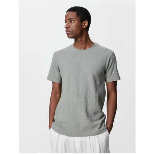 Koton Basic T-Shirt Textured Crew Neck Slim Fit Cotton