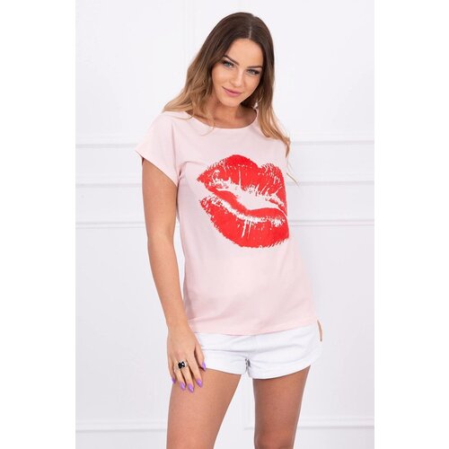 Kesi Blouse with lip print powder pink Slike