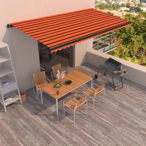 vidaXL Ročno zložljiva tenda 600x350 cm oranžna in rjava Cene