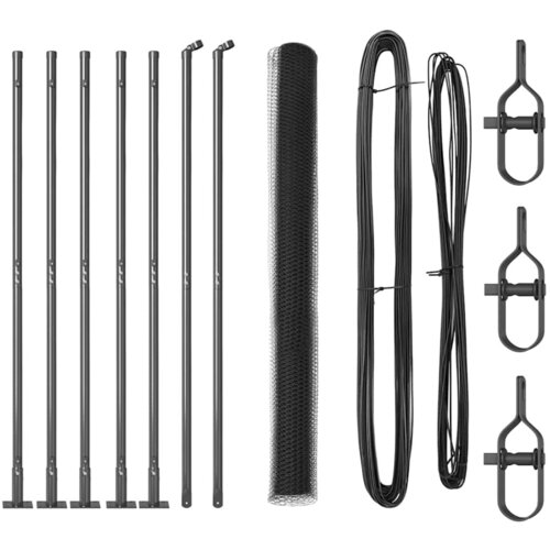 vidaXL &Scaron;esterokotna ograja siva 1,6 x 10 m jeklo, Ograjni stebri s podnožjem 7 kos &Oslash;32mm 88,5cm pocinkano jeklo Cene