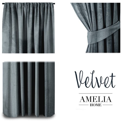 Restilo Siva bar&amp;scaron;unasta zavjesa AmeliaHome Velvety, 245 x 140 cm Slike