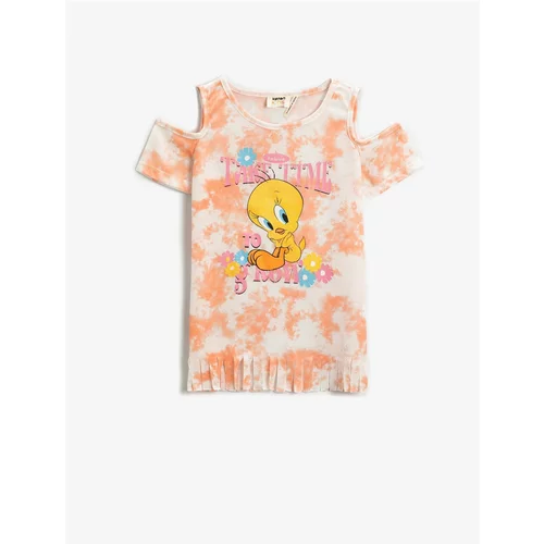 Koton Window Detailed T-Shirt with Tweety Print Licensed Short Sleeved