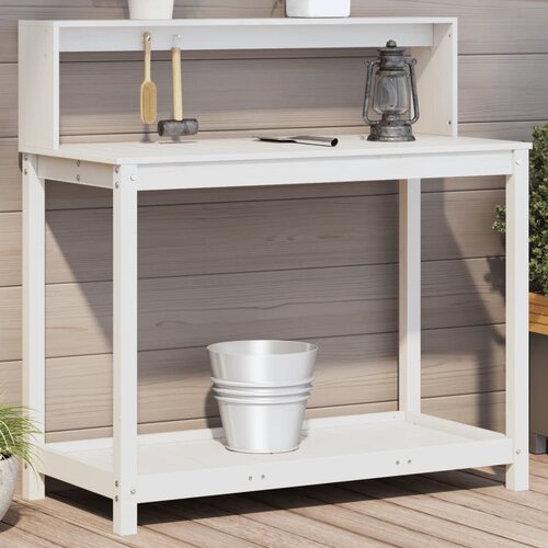 vidaXL miza za sajenje s policami bela 108x50x109,5 cm borovina Cene