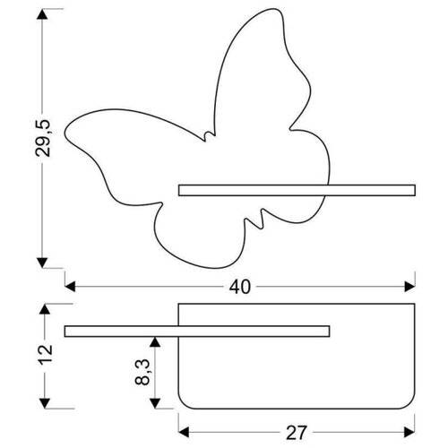  LED dečije zidno svetlo sa policom BUTTERFLY LED/5W/230V žuto/drvo Slike