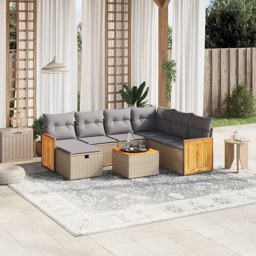 vidaXL 8-dijelni set vrtnih sofa s jastucima bež od poliratana Cijene