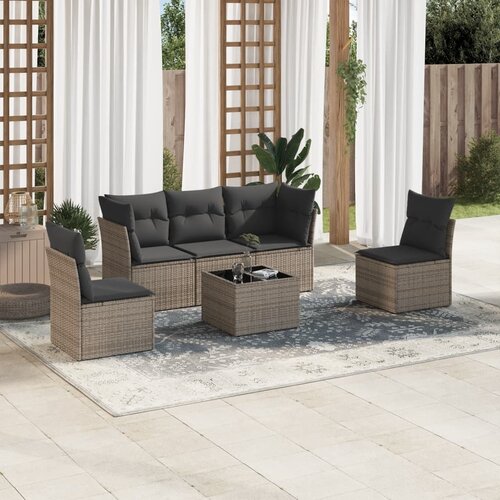 vidaXL 6-dijelni set vrtnih sofa od poliratana s jastucima sivi Cijene