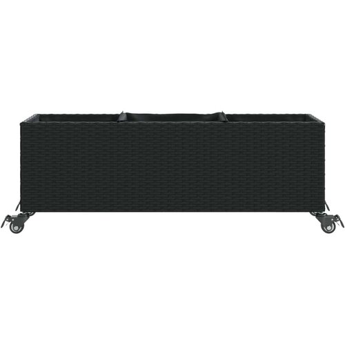 VidaXL Vrtna sadilica s kotačima 3 posude crna 107x32x38 cm poliratan Slike
