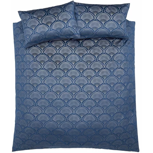 Catherine Lansfield Modra posteljnina za zakonsko posteljo 200x200 cm Art Deco Pearl - Catherine Lansfield